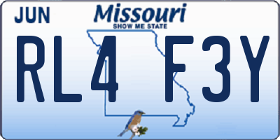 MO license plate RL4F3Y