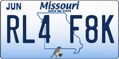 MO license plate RL4F8K