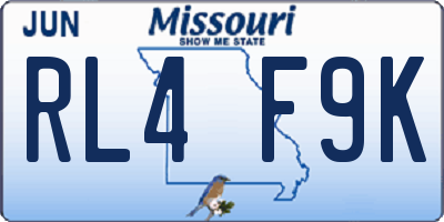 MO license plate RL4F9K