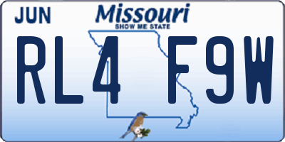 MO license plate RL4F9W