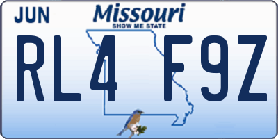 MO license plate RL4F9Z