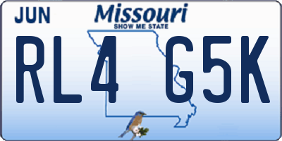 MO license plate RL4G5K