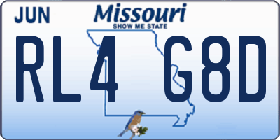 MO license plate RL4G8D