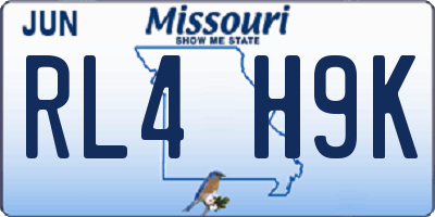 MO license plate RL4H9K