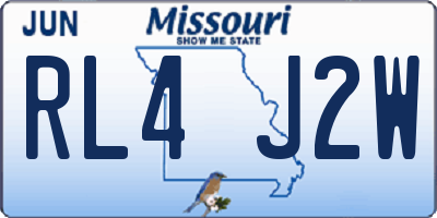 MO license plate RL4J2W