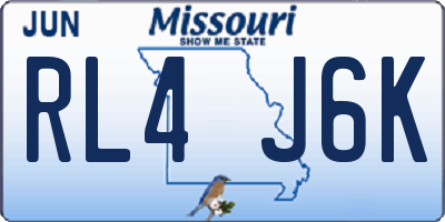 MO license plate RL4J6K