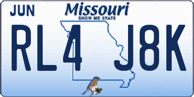 MO license plate RL4J8K