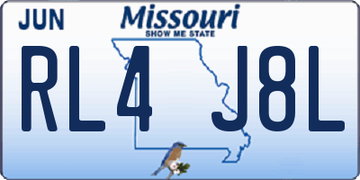 MO license plate RL4J8L