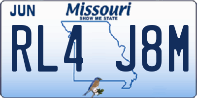 MO license plate RL4J8M