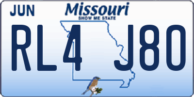MO license plate RL4J8O
