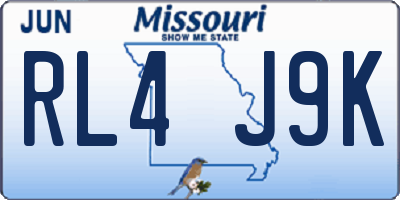 MO license plate RL4J9K
