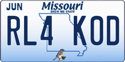 MO license plate RL4K0D