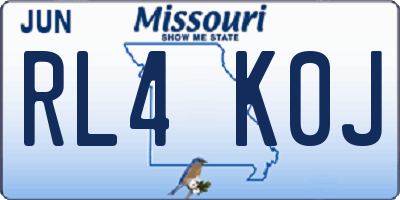 MO license plate RL4K0J
