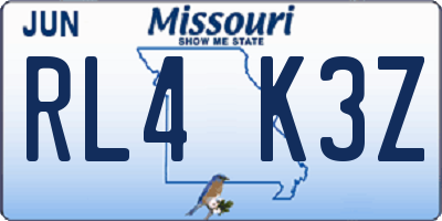 MO license plate RL4K3Z
