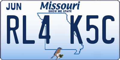MO license plate RL4K5C