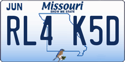 MO license plate RL4K5D