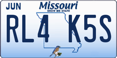 MO license plate RL4K5S