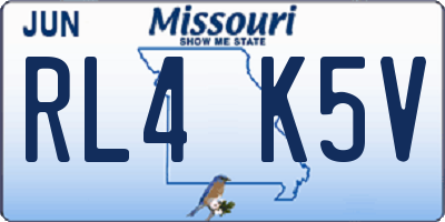 MO license plate RL4K5V