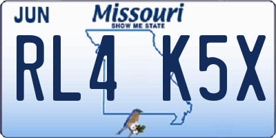 MO license plate RL4K5X