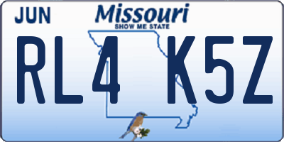 MO license plate RL4K5Z