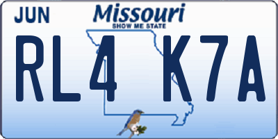 MO license plate RL4K7A