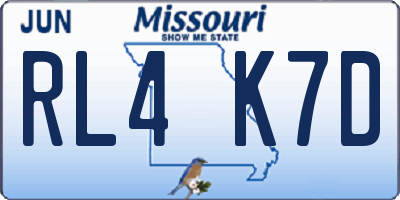MO license plate RL4K7D