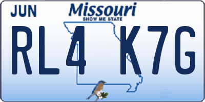 MO license plate RL4K7G
