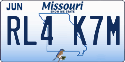 MO license plate RL4K7M