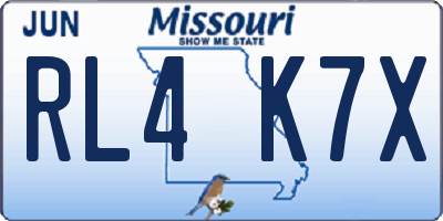 MO license plate RL4K7X