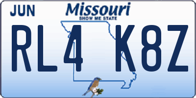 MO license plate RL4K8Z
