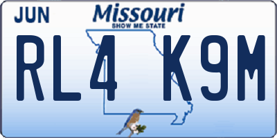 MO license plate RL4K9M