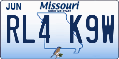 MO license plate RL4K9W