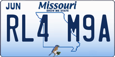 MO license plate RL4M9A