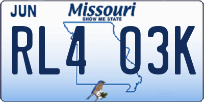 MO license plate RL4O3K