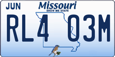 MO license plate RL4O3M