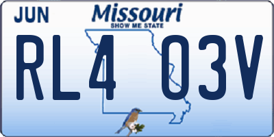 MO license plate RL4O3V