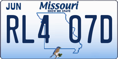 MO license plate RL4O7D
