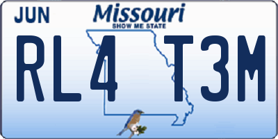 MO license plate RL4T3M