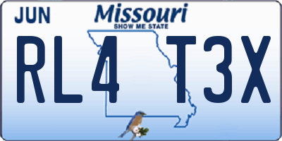 MO license plate RL4T3X