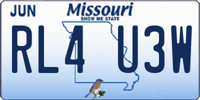 MO license plate RL4U3W