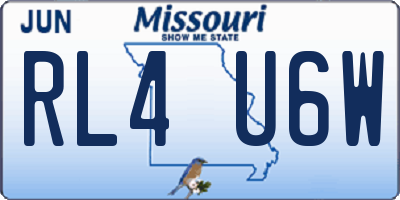 MO license plate RL4U6W