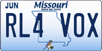 MO license plate RL4V0X