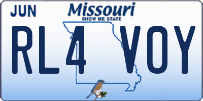 MO license plate RL4V0Y