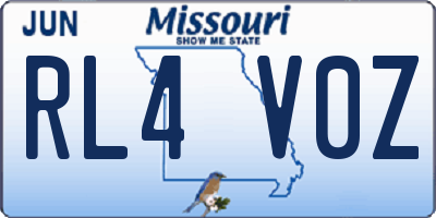 MO license plate RL4V0Z