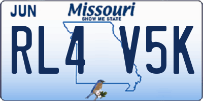 MO license plate RL4V5K