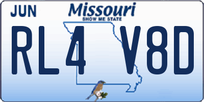 MO license plate RL4V8D