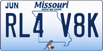 MO license plate RL4V8K