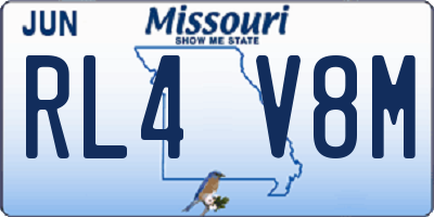 MO license plate RL4V8M