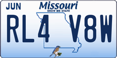 MO license plate RL4V8W