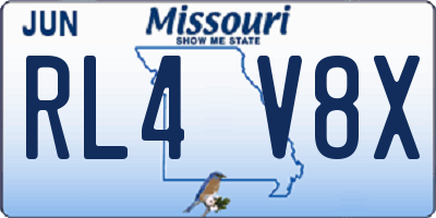 MO license plate RL4V8X